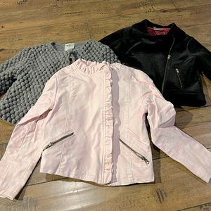 Cat and Jack jackets faux leather velvet and grey dots
